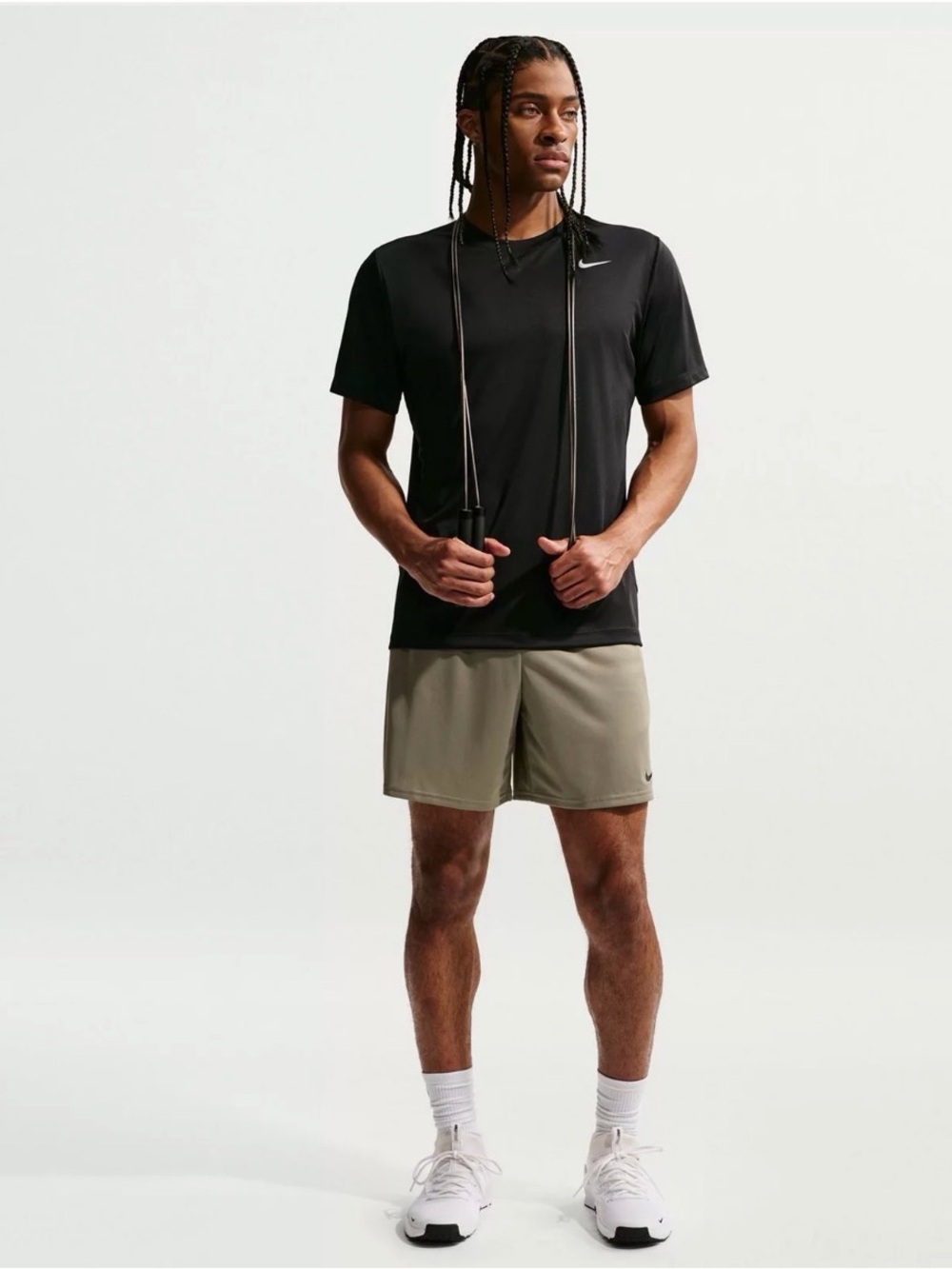 Nike Black T-Shirt with White Swoosh – Large